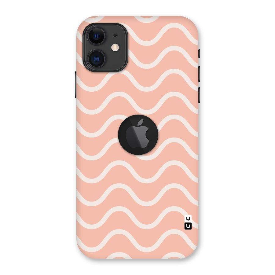 Pastel Peach Waves Back Case for iPhone 11 Logo Cut