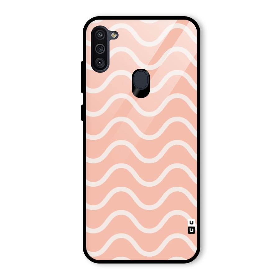 Pastel Peach Waves Glass Back Case for Galaxy M11