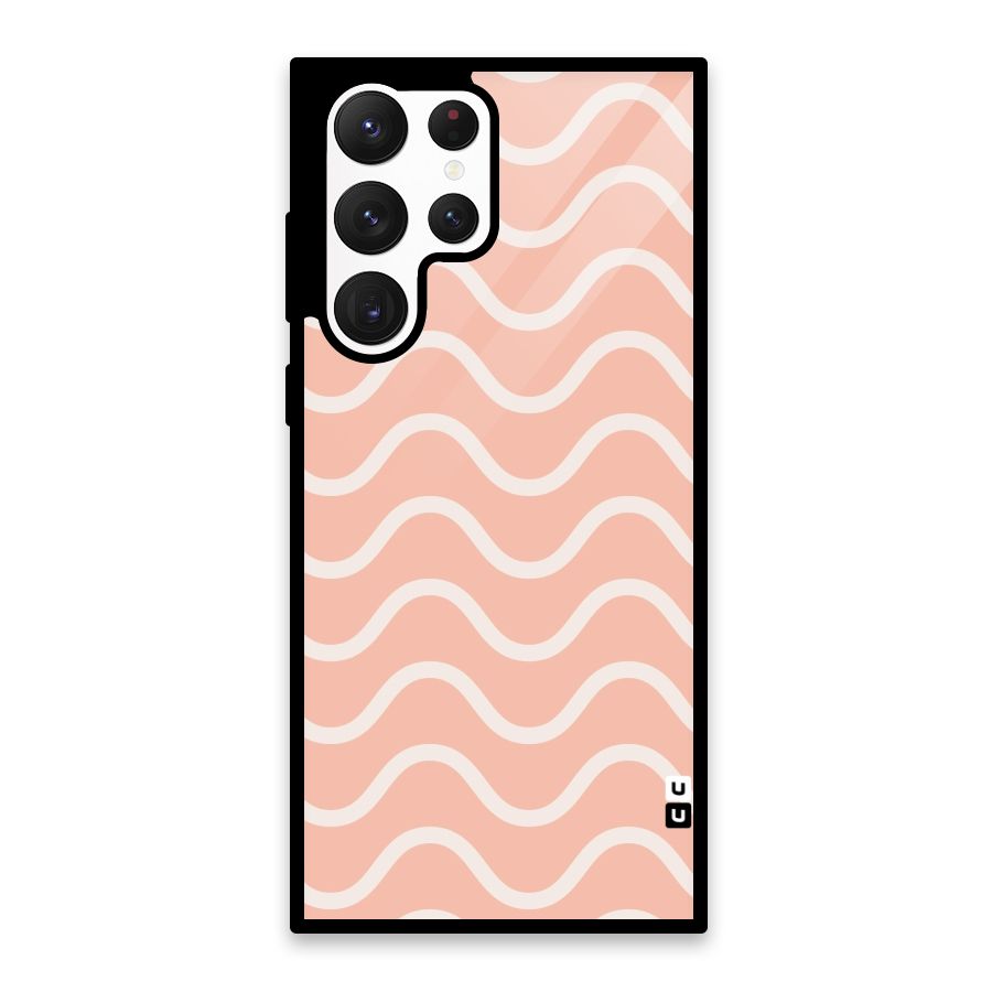 Pastel Peach Waves Glass Back Case for Galaxy S22 Ultra 5G