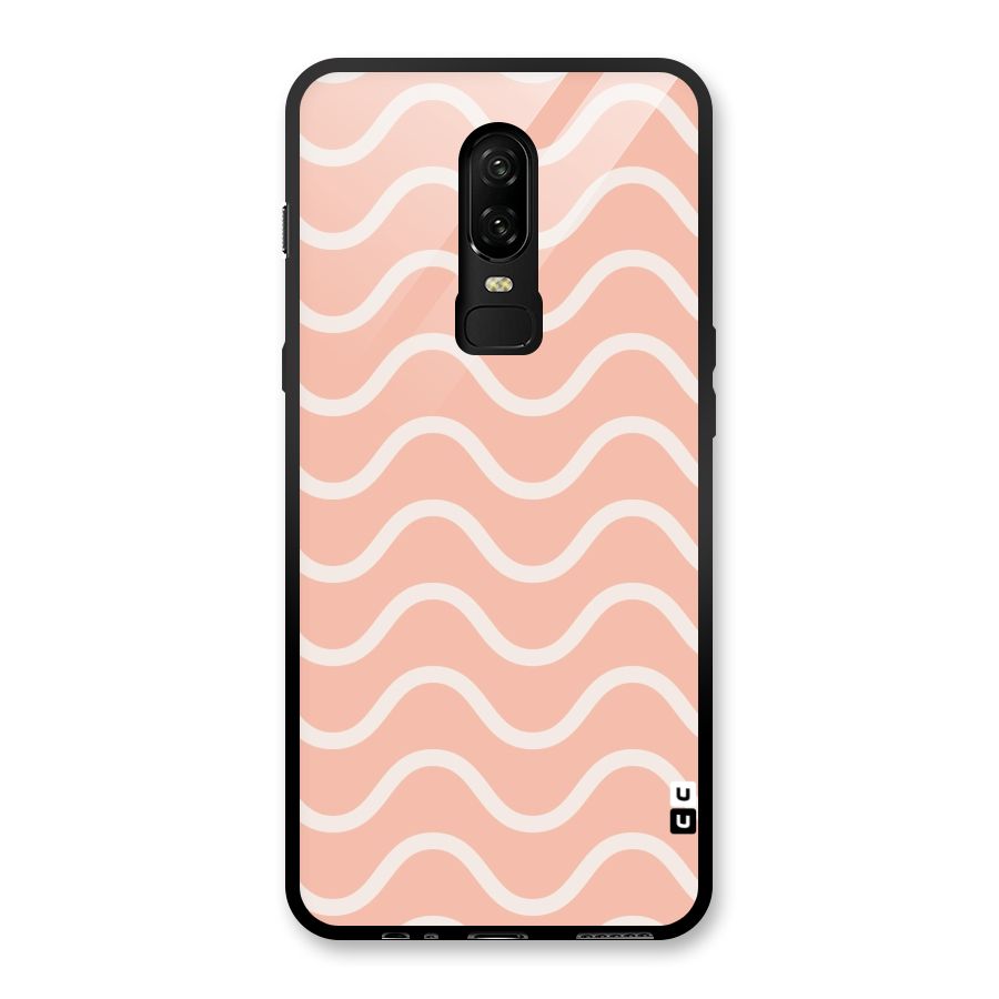 Pastel Peach Waves Glass Back Case for OnePlus 6