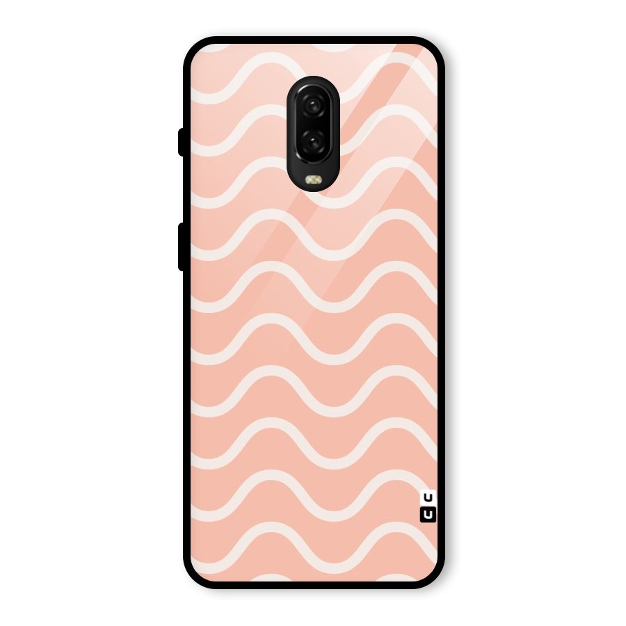 Pastel Peach Waves Glass Back Case for OnePlus 6T