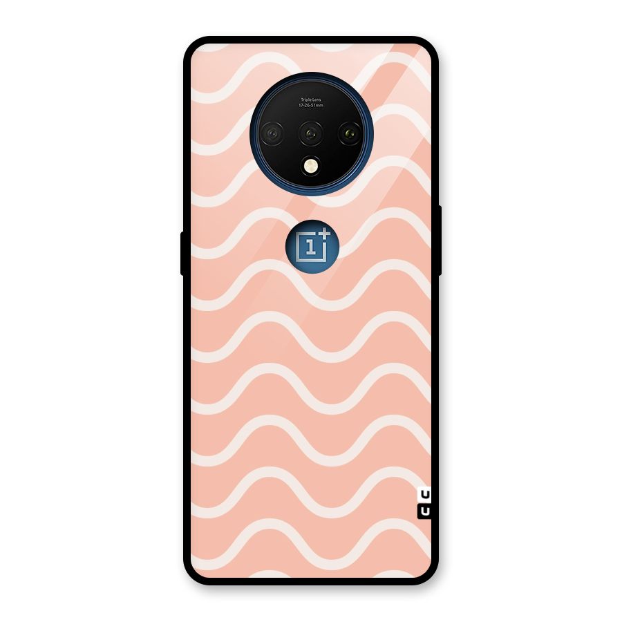 Pastel Peach Waves Glass Back Case for OnePlus 7T