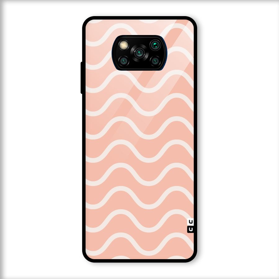 Pastel Peach Waves Glass Back Case for Poco X3