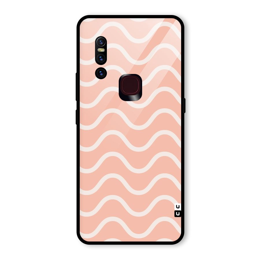 Pastel Peach Waves Glass Back Case for Vivo V15