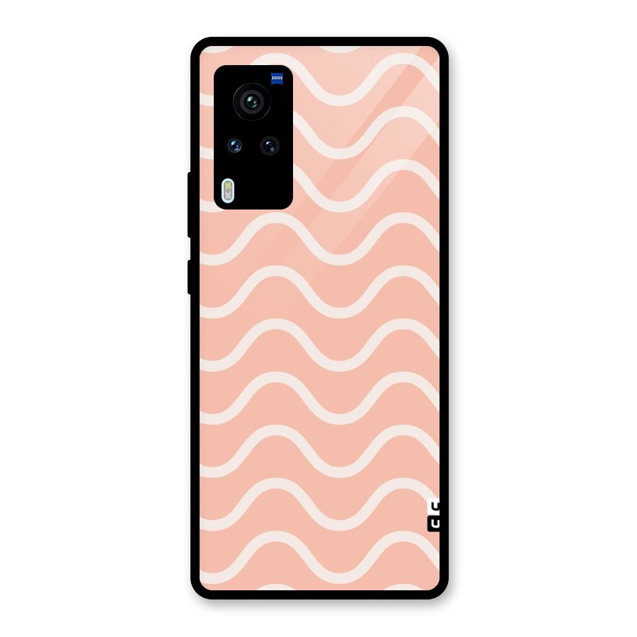 Pastel Peach Waves Glass Back Case for Vivo X60 Pro