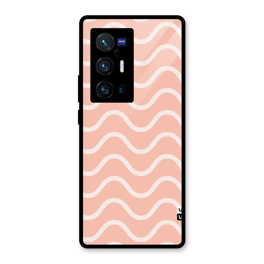 Pastel Peach Waves Glass Back Case for Vivo X70 Pro Plus