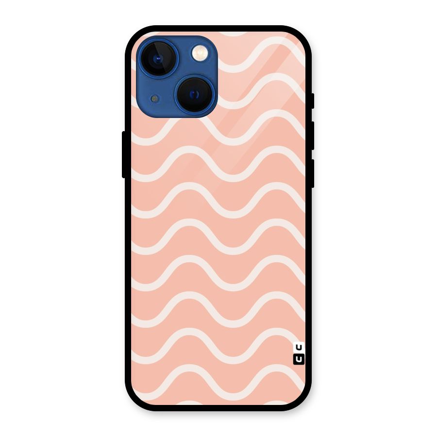 Pastel Peach Waves Glass Back Case for iPhone 13 Mini