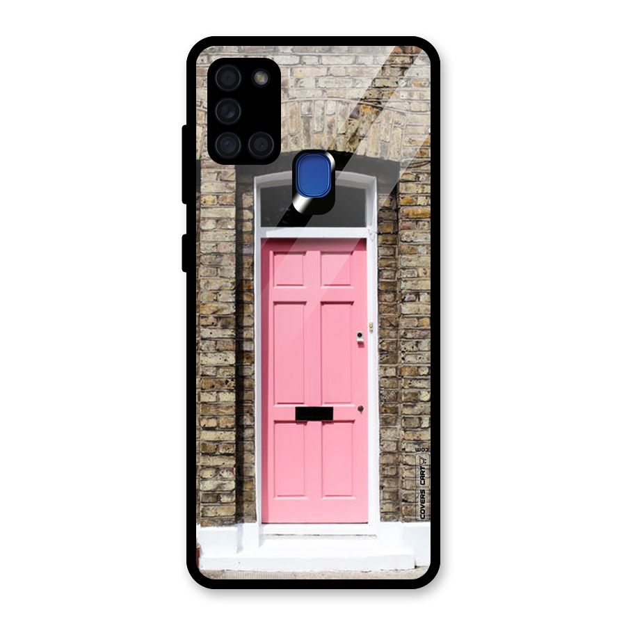 Pastel Pink Door Glass Back Case for Galaxy A21s