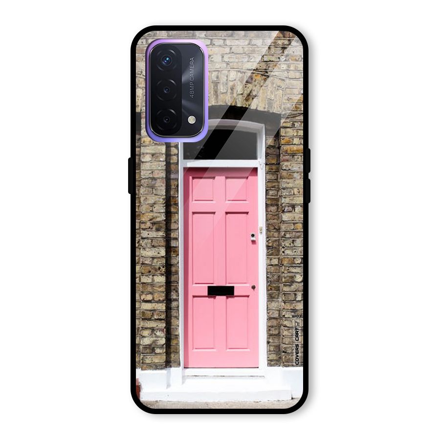Pastel Pink Door Glass Back Case for Oppo A74 5G