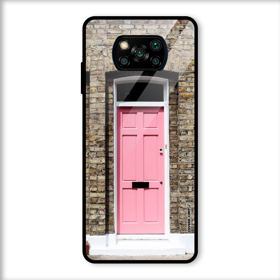 Pastel Pink Door Glass Back Case for Poco X3