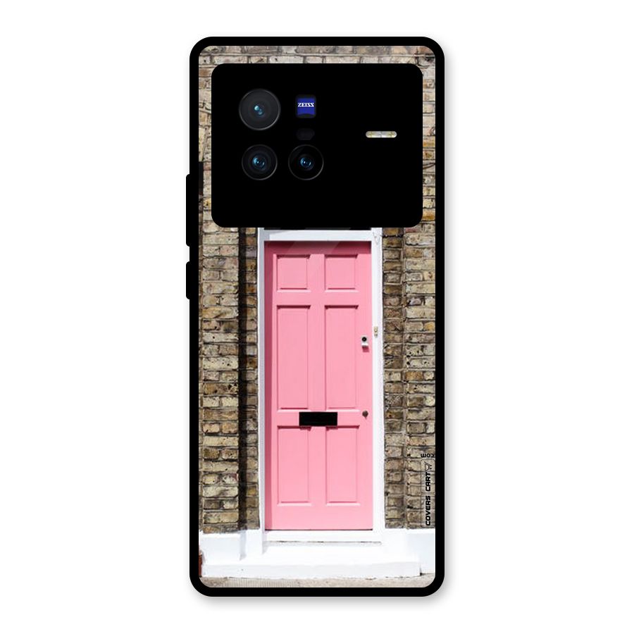 Pastel Pink Door Glass Back Case for Vivo X80