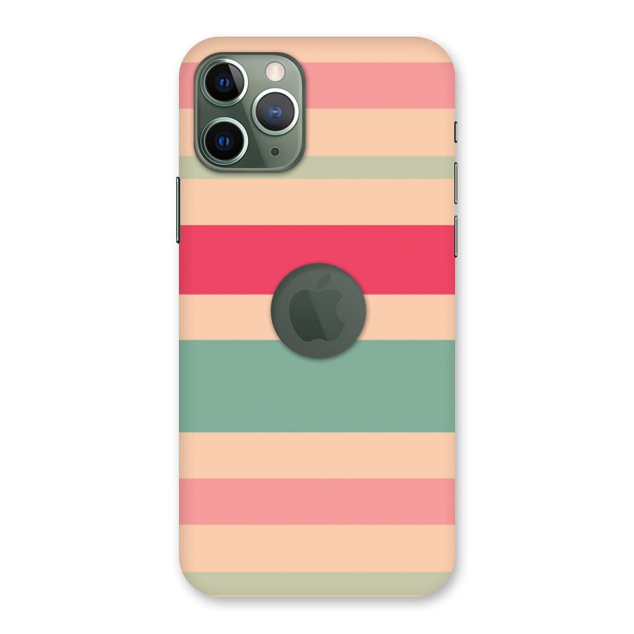 Pastel Stripes Vintage Back Case for iPhone 11 Pro Logo  Cut