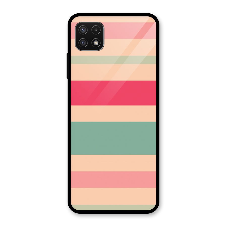 Pastel Stripes Vintage Glass Back Case for Galaxy A22 5G