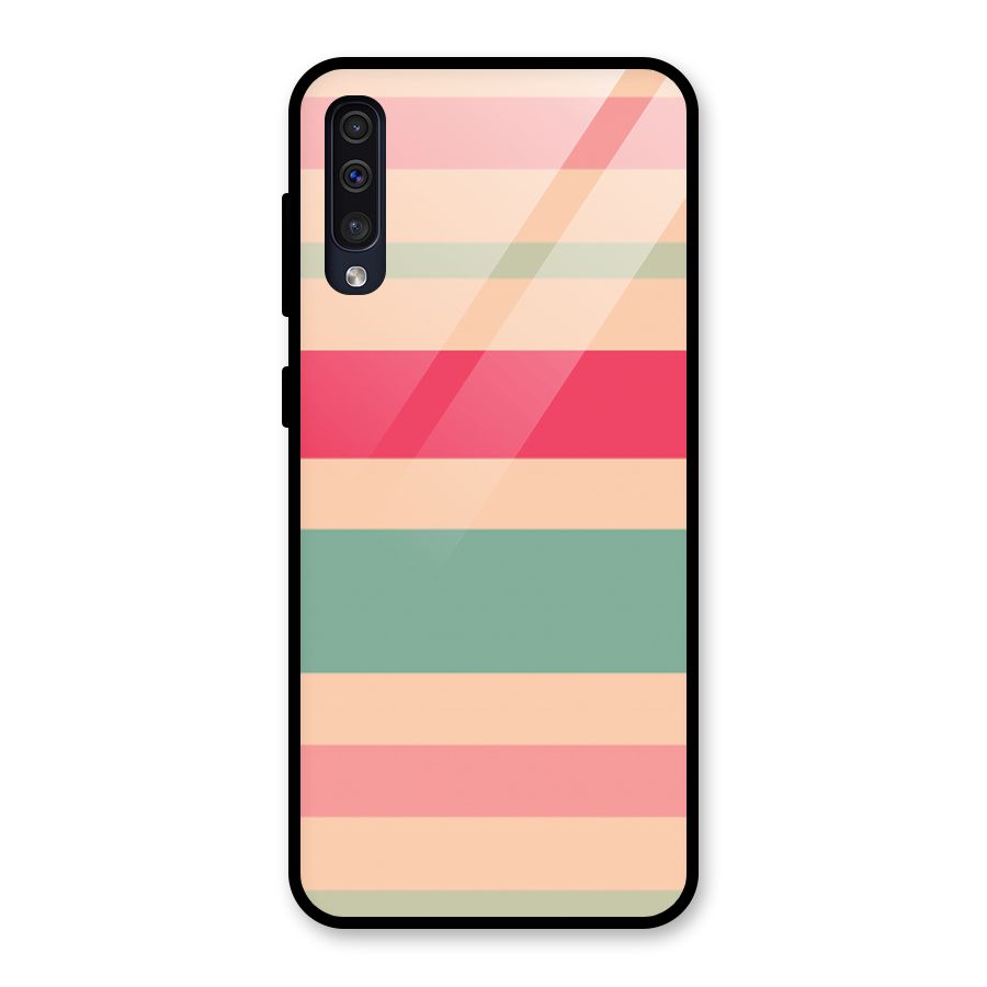 Pastel Stripes Vintage Glass Back Case for Galaxy A30s