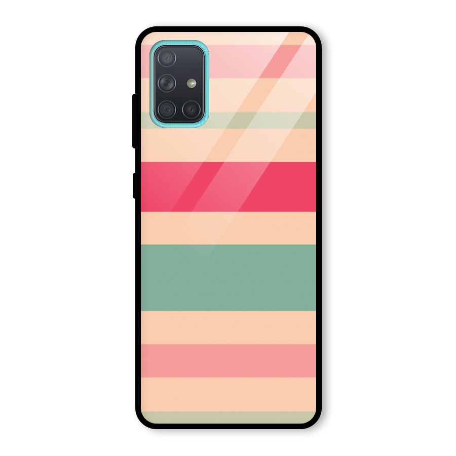 Pastel Stripes Vintage Glass Back Case for Galaxy A71