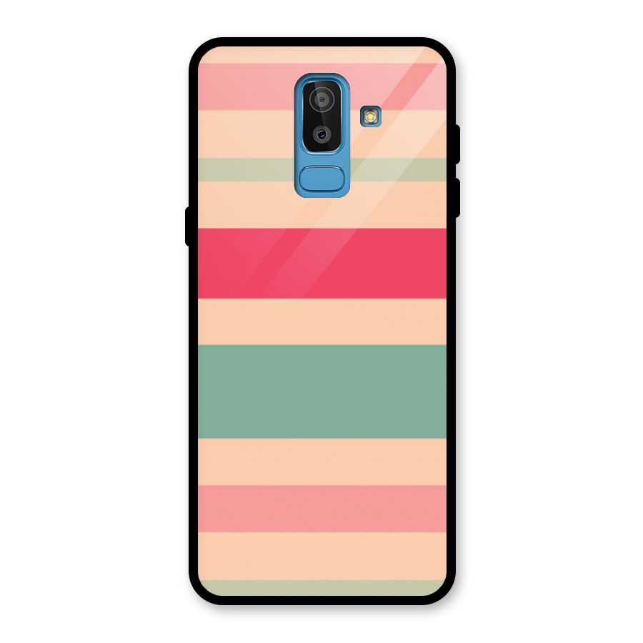 Pastel Stripes Vintage Glass Back Case for Galaxy J8