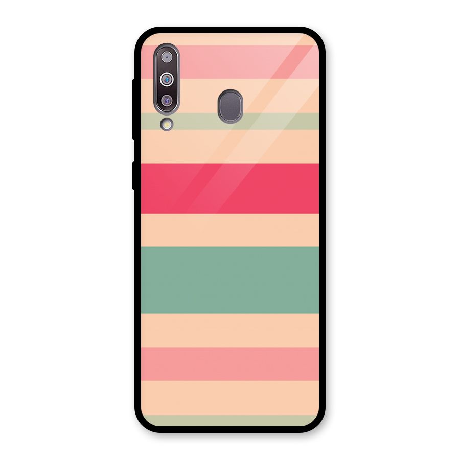 Pastel Stripes Vintage Glass Back Case for Galaxy M30