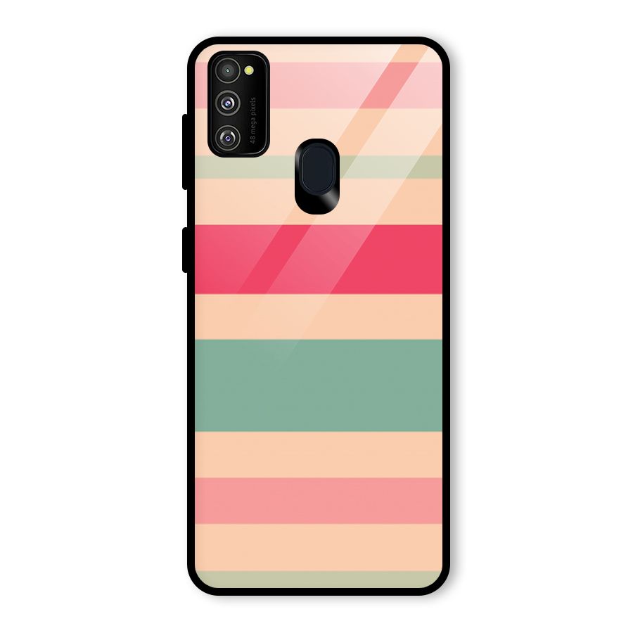 Pastel Stripes Vintage Glass Back Case for Galaxy M30s
