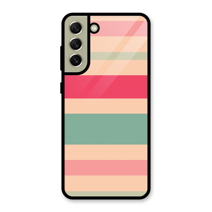 Pastel Stripes Vintage Glass Back Case for Galaxy S21 FE 5G