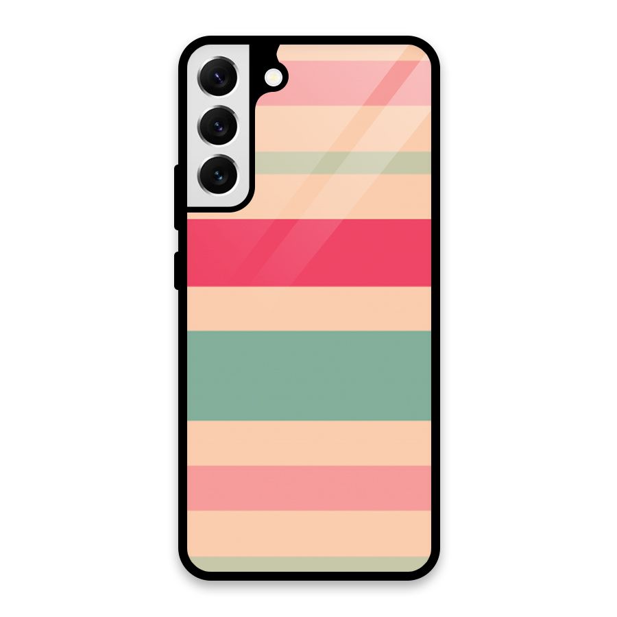Pastel Stripes Vintage Glass Back Case for Galaxy S22 Plus 5G