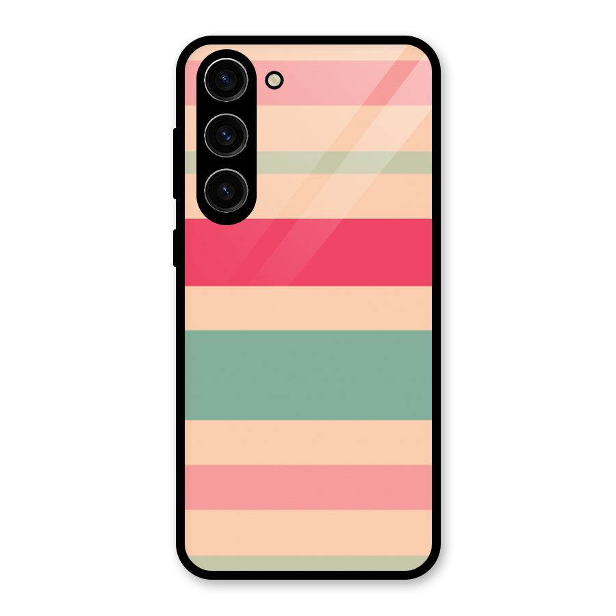 Pastel Stripes Vintage Glass Back Case for Galaxy S23 Plus