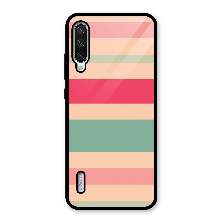 Pastel Stripes Vintage Glass Back Case for Mi A3