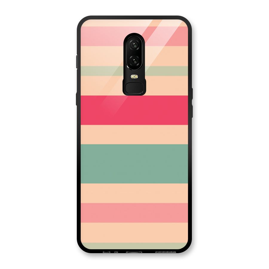 Pastel Stripes Vintage Glass Back Case for OnePlus 6