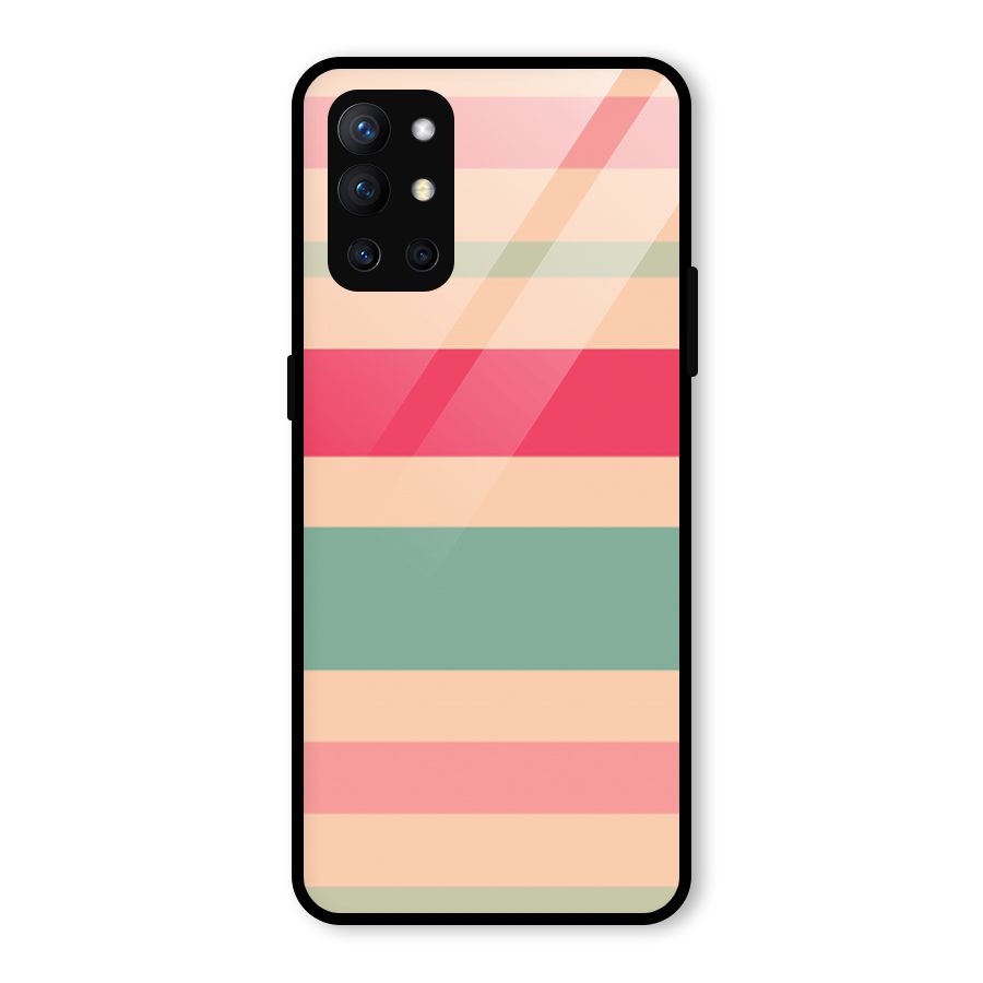 Pastel Stripes Vintage Glass Back Case for OnePlus 9R