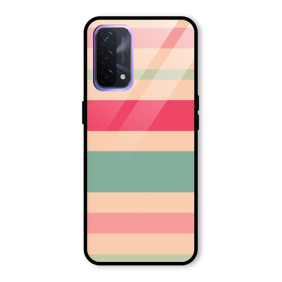 Pastel Stripes Vintage Glass Back Case for Oppo A74 5G