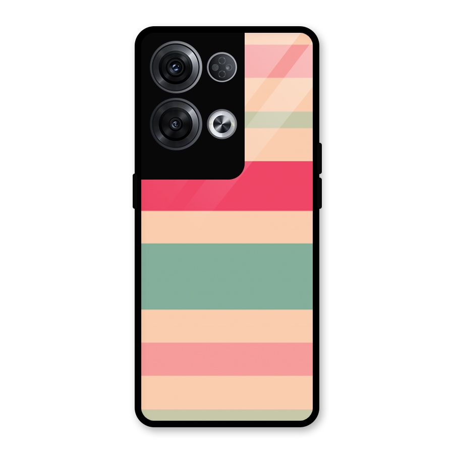 Pastel Stripes Vintage Glass Back Case for Oppo Reno8 Pro 5G