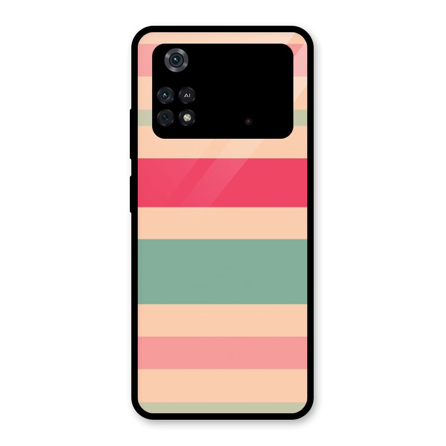 Pastel Stripes Vintage Glass Back Case for Poco M4 Pro 4G