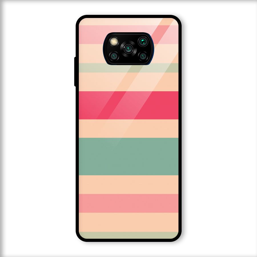 Pastel Stripes Vintage Glass Back Case for Poco X3