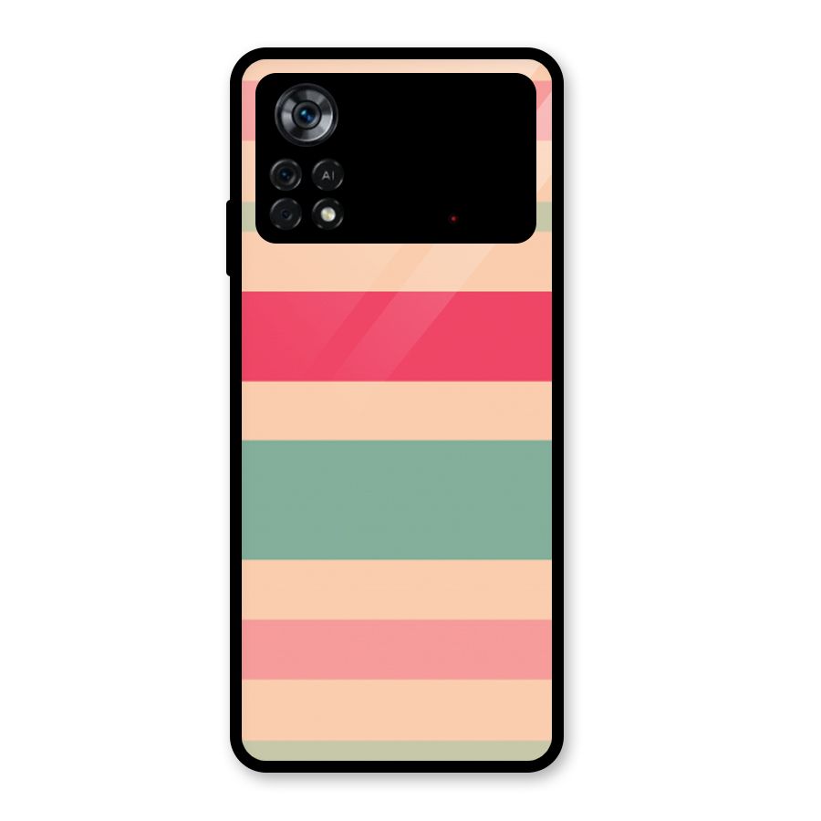 Pastel Stripes Vintage Glass Back Case for Poco X4 Pro 5G