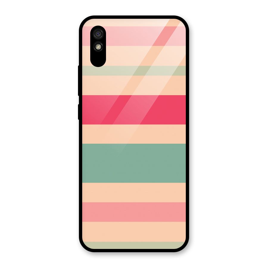Pastel Stripes Vintage Glass Back Case for Redmi 9i