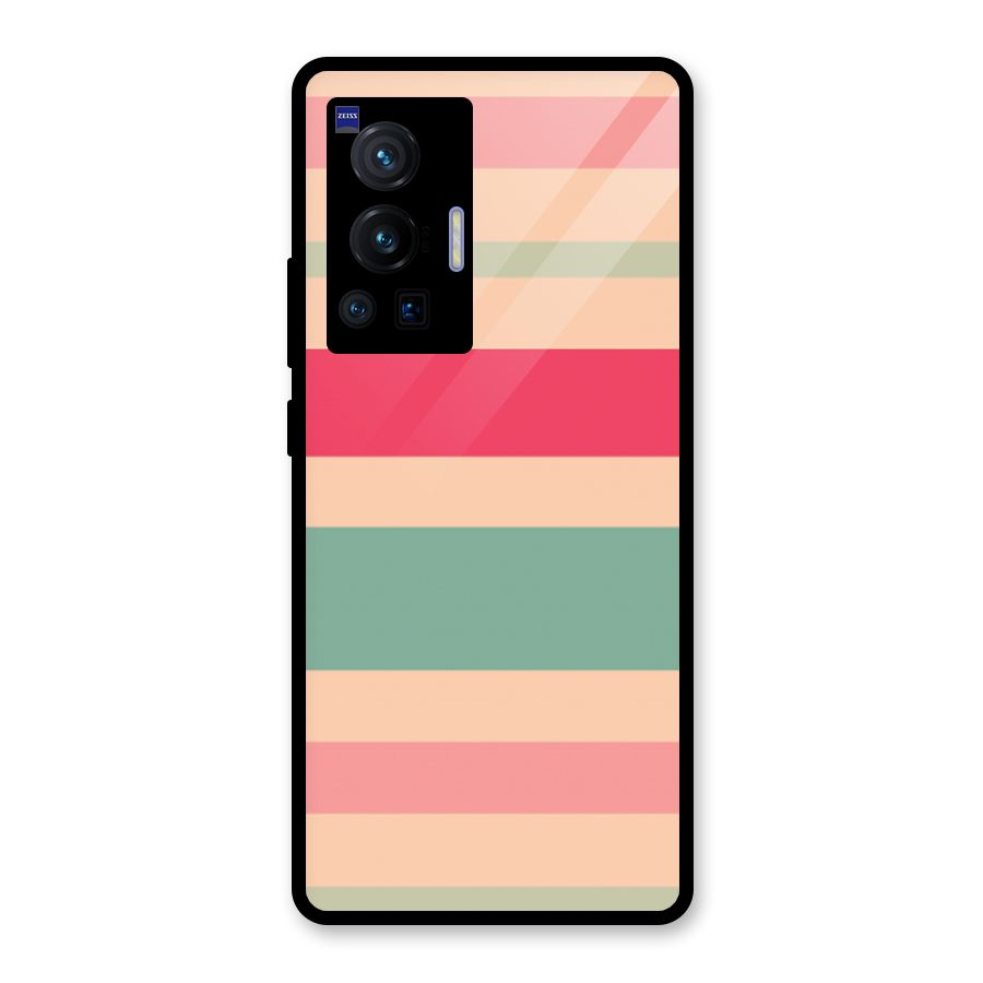 Pastel Stripes Vintage Glass Back Case for Vivo X70 Pro