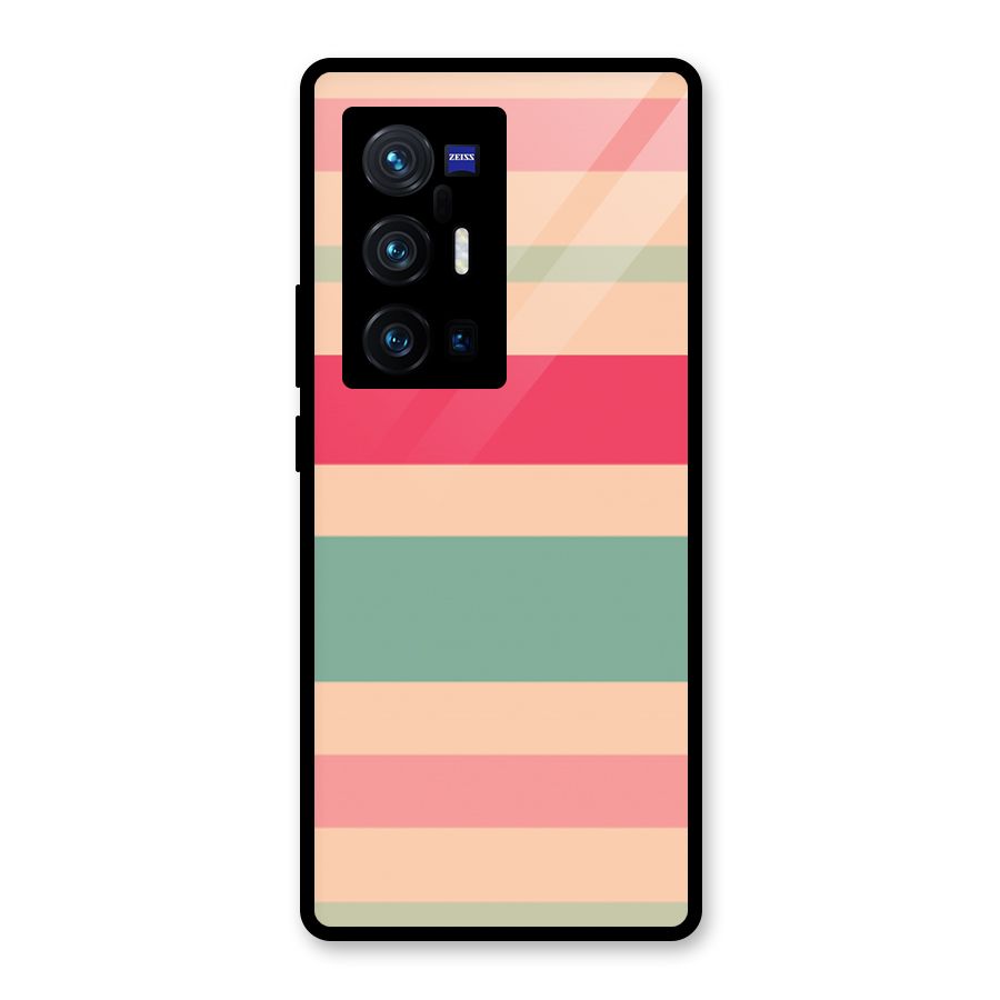 Pastel Stripes Vintage Glass Back Case for Vivo X70 Pro Plus