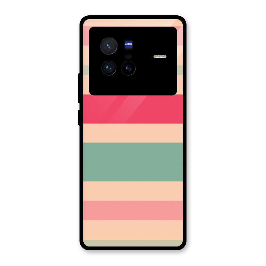 Pastel Stripes Vintage Glass Back Case for Vivo X80