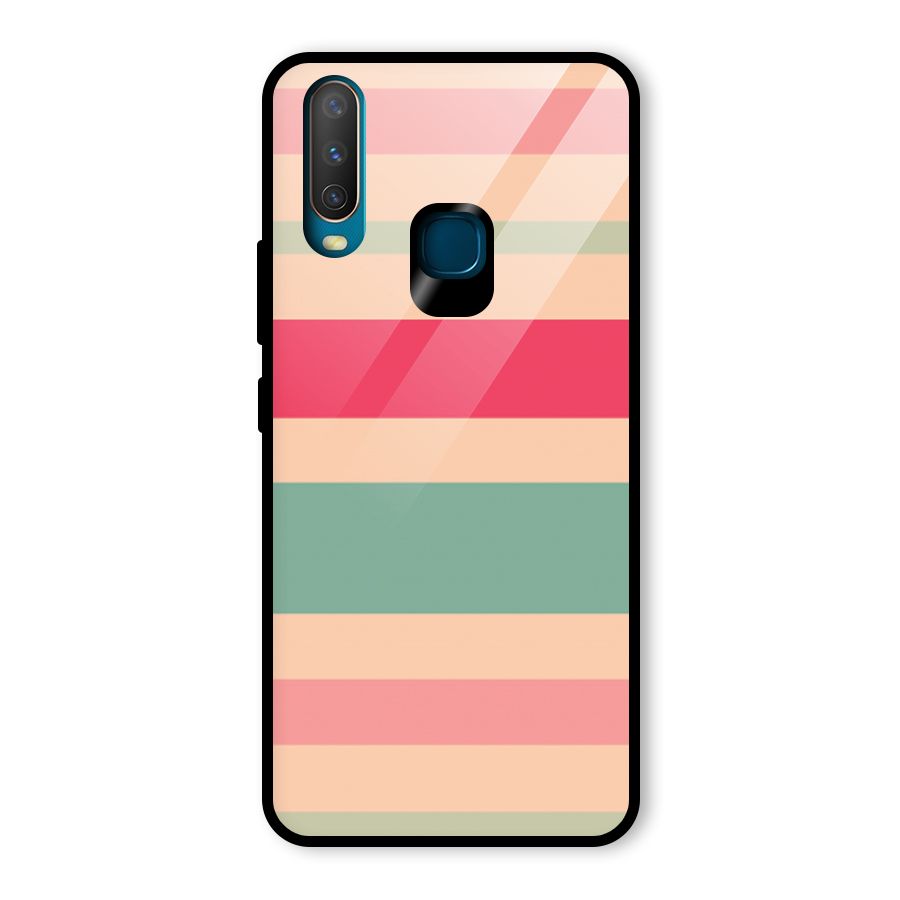 Pastel Stripes Vintage Glass Back Case for Vivo Y17