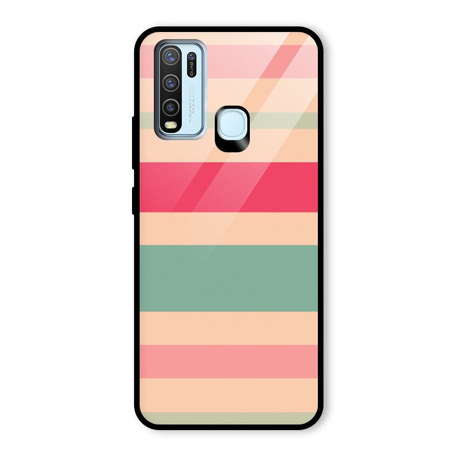 Pastel Stripes Vintage Glass Back Case for Vivo Y30