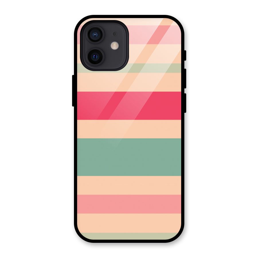 Pastel Stripes Vintage Glass Back Case for iPhone 12