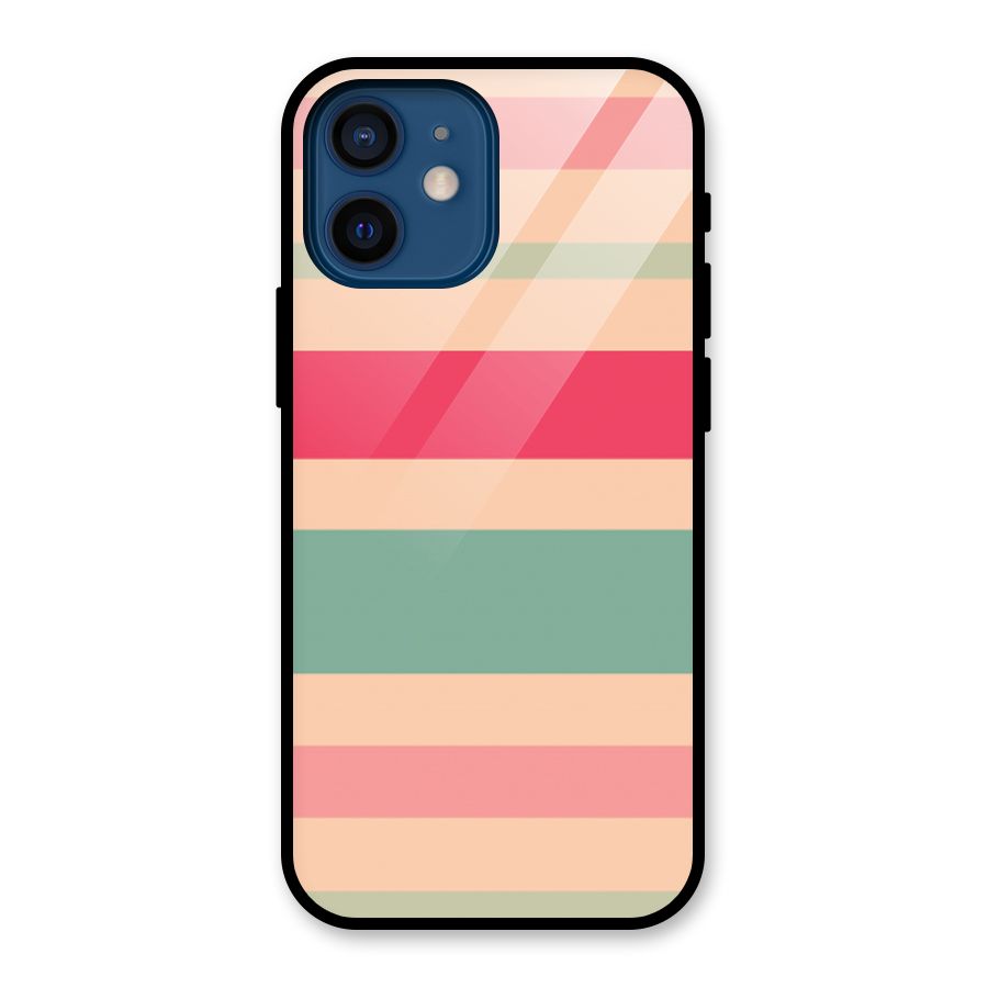 Pastel Stripes Vintage Glass Back Case for iPhone 12 Mini