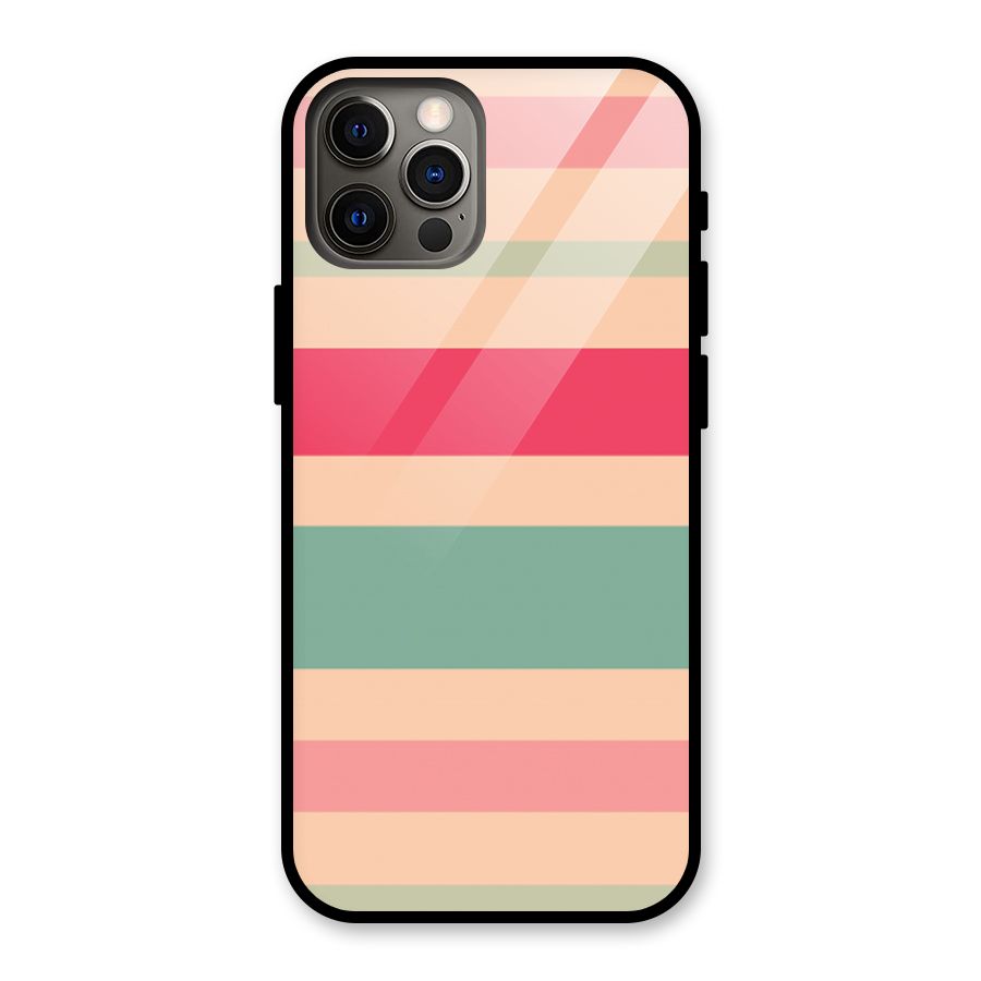 Pastel Stripes Vintage Glass Back Case for iPhone 12 Pro
