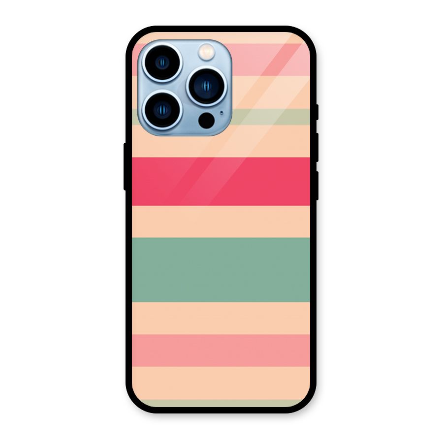 Pastel Stripes Vintage Glass Back Case for iPhone 13 Pro