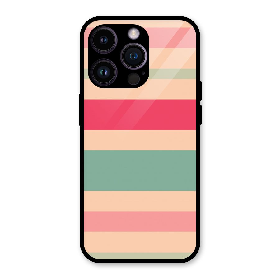 Pastel Stripes Vintage Glass Back Case for iPhone 14 Pro
