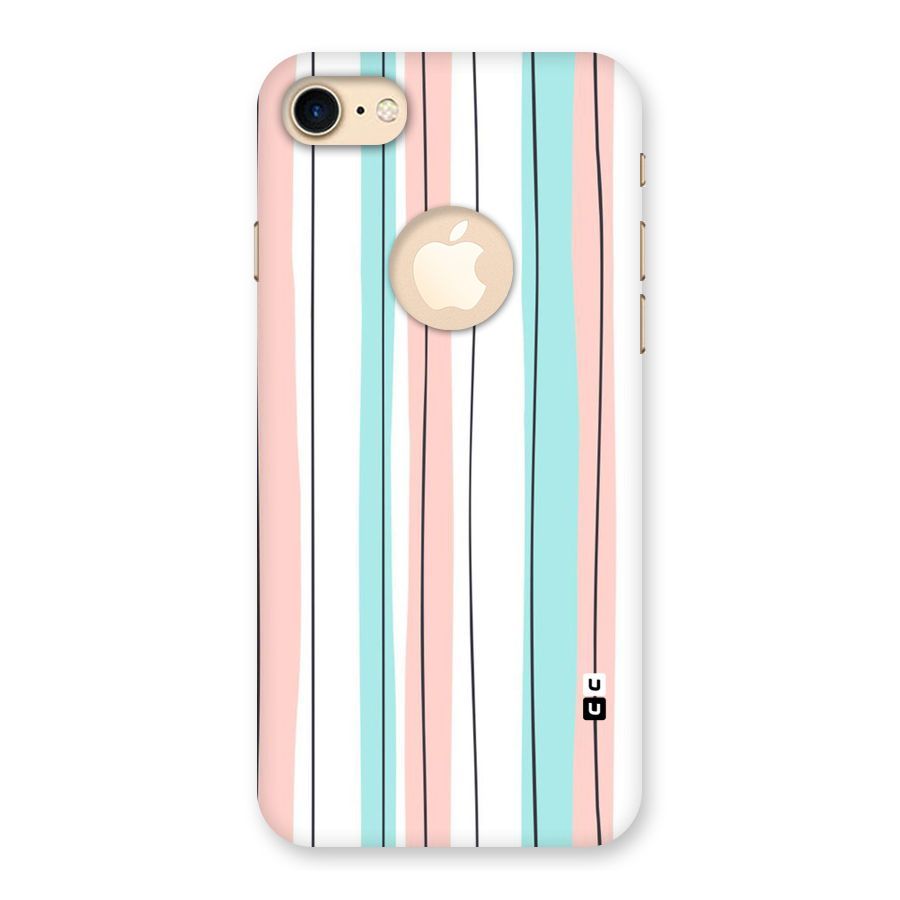 Pastel Tri Stripes Back Case for iPhone 7 Logo Cut