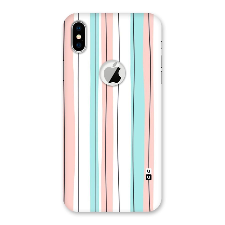 Pastel Tri Stripes Back Case for iPhone X Logo Cut