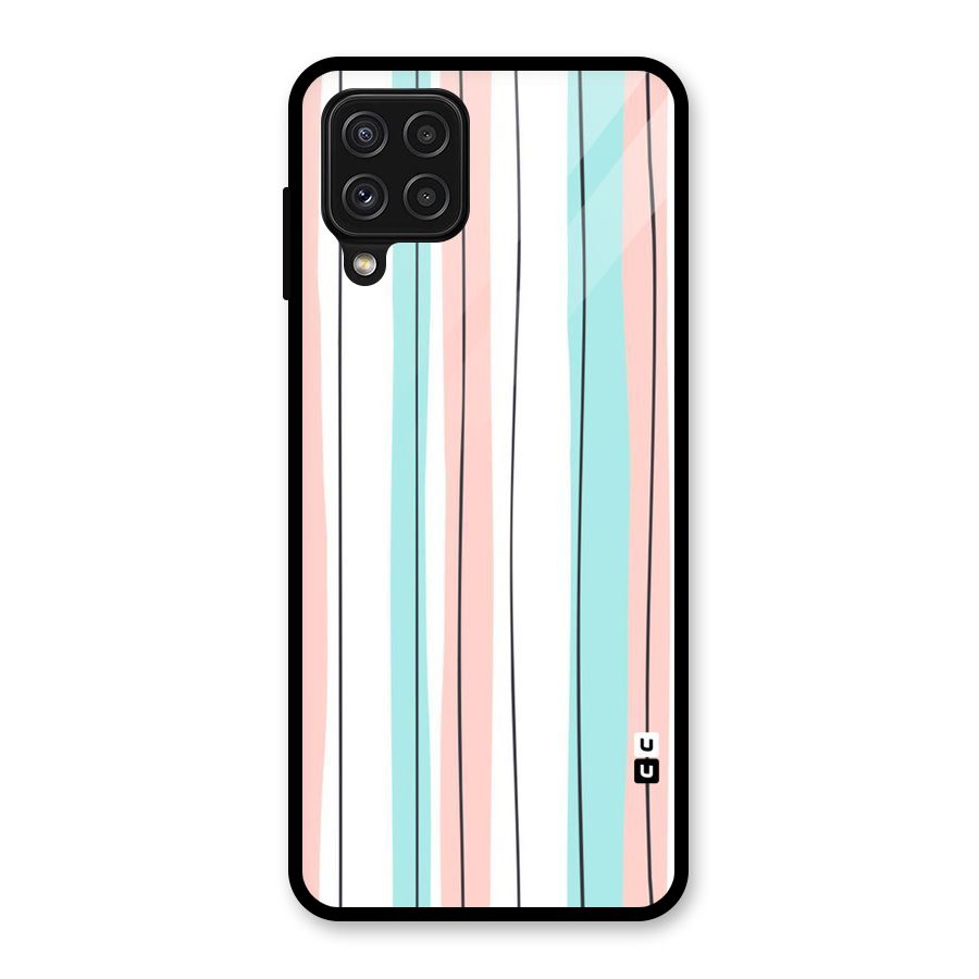 Pastel Tri Stripes Glass Back Case for Galaxy A22 4G