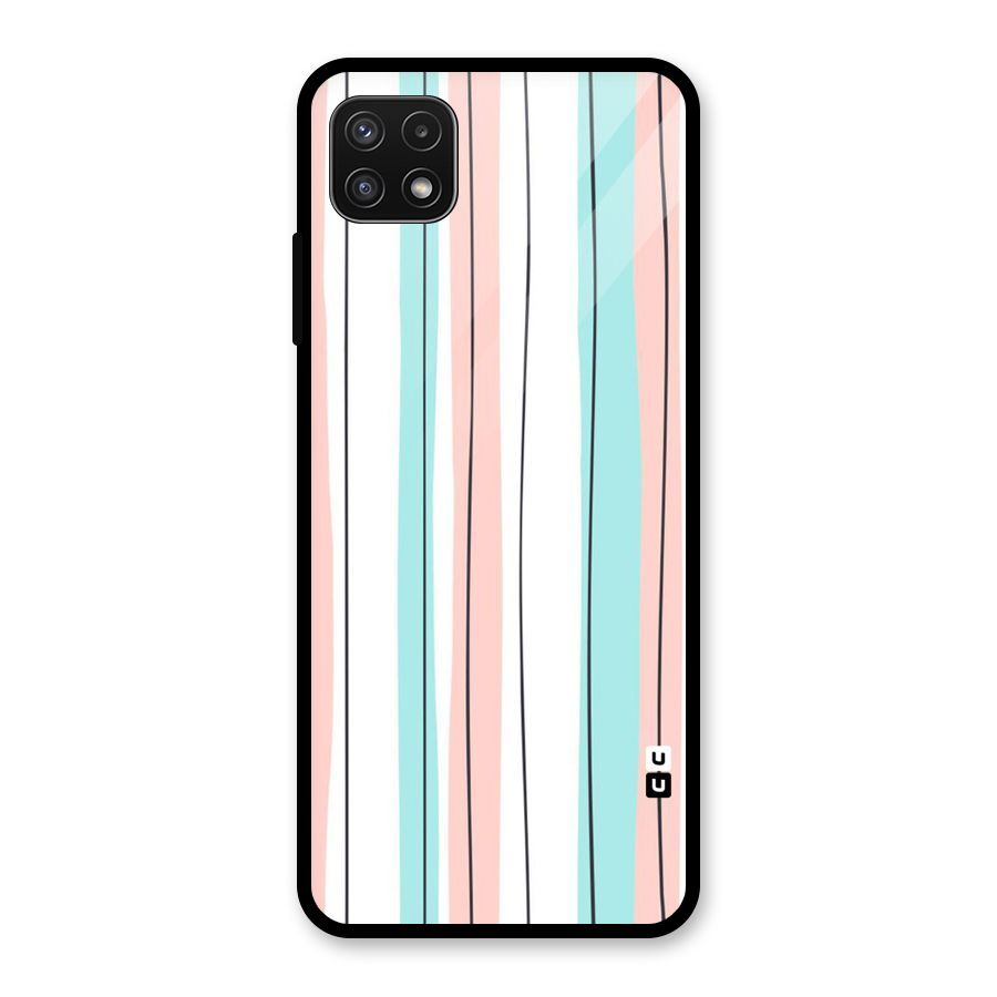 Pastel Tri Stripes Glass Back Case for Galaxy A22 5G