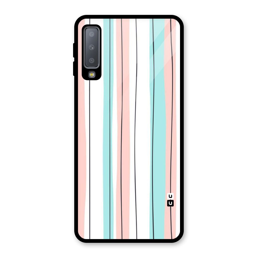 Pastel Tri Stripes Glass Back Case for Galaxy A7 (2018)