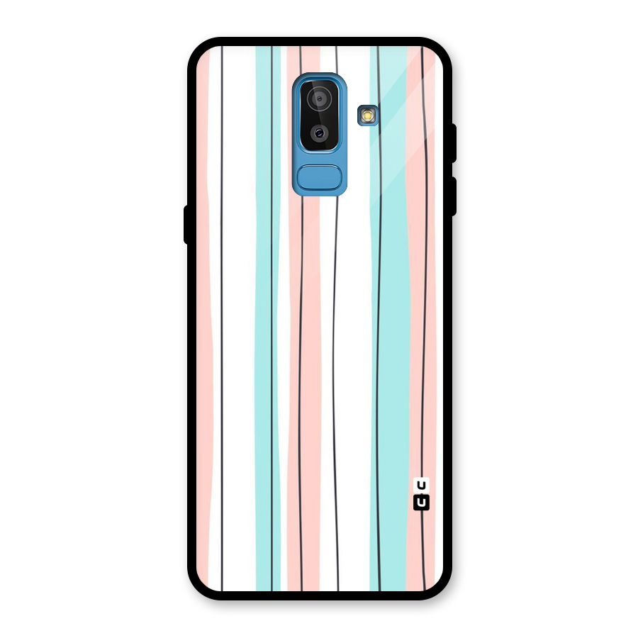Pastel Tri Stripes Glass Back Case for Galaxy J8
